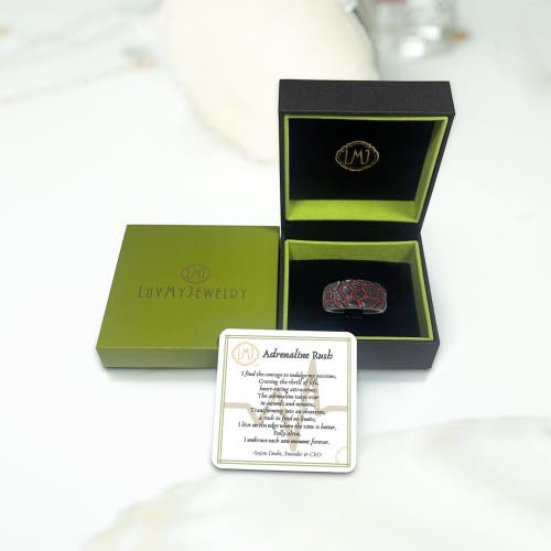 Luvmyjewelry Fiery Ascent Sterling Silver & Garnet Band Men Ring In Grey