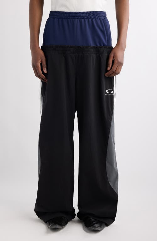 Balenciaga Layered Side Stripe Track Trousers In 1000 Black