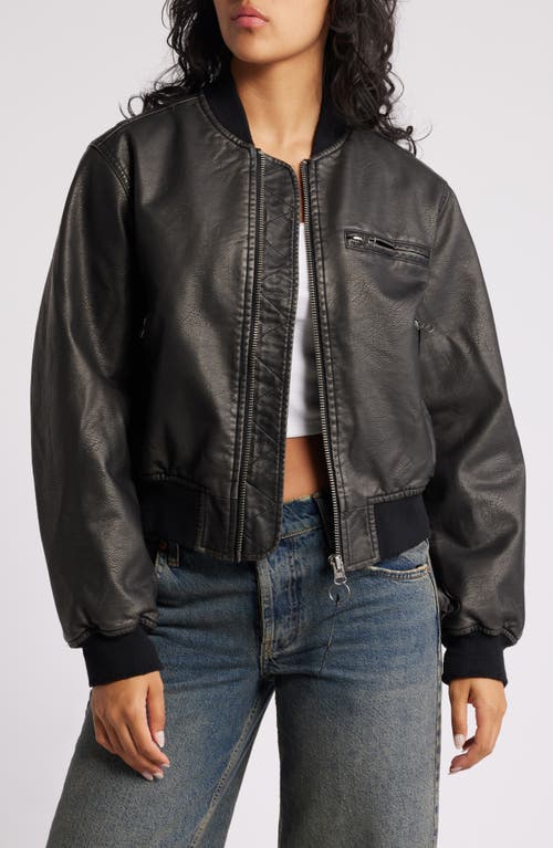 Shop Bdg Urban Outfitters Faux Leather Bomber In Black