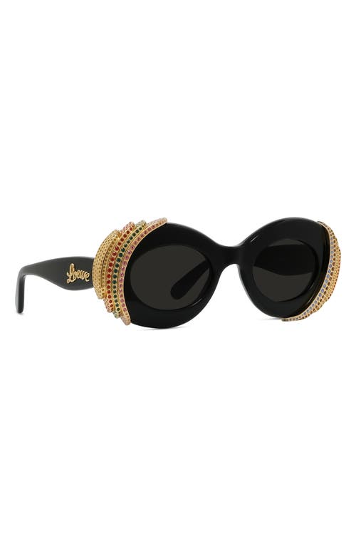 Loewe Men's X Paula's Ibiza 47mm Oval Sunglasses In Shiny Black/smoke