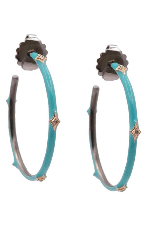 Armenta New World 14k Gold & Enamel Hoop Earrings in Turquoise Enamel at Nordstrom