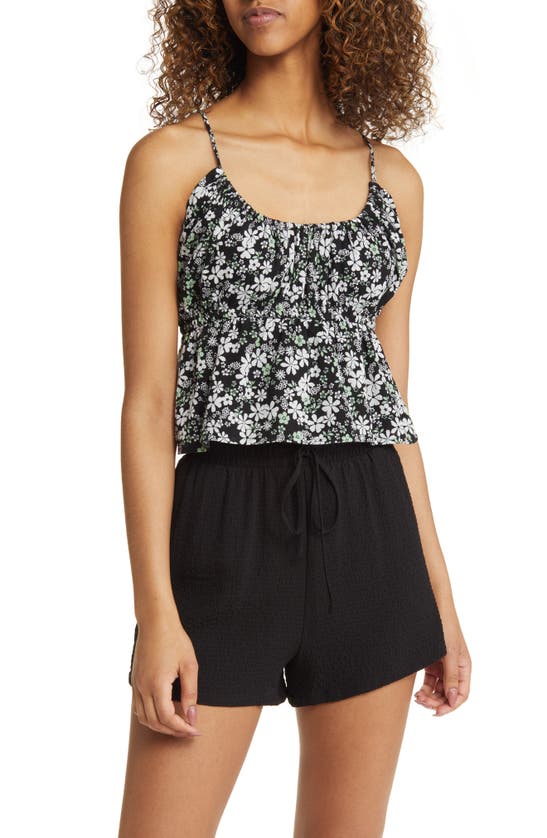 Shop Bp. Gauze Empire Tank In Black Tropics Ditsy