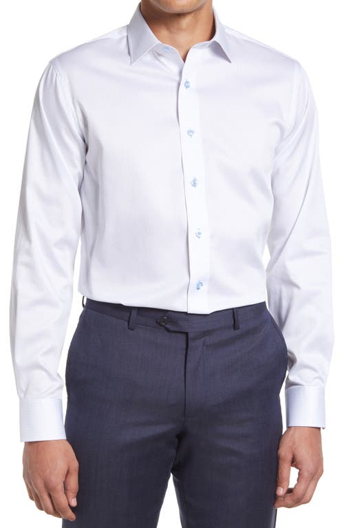 Lorenzo Uomo Trim Fit Triangle Print Dress Shirt in White/Blue