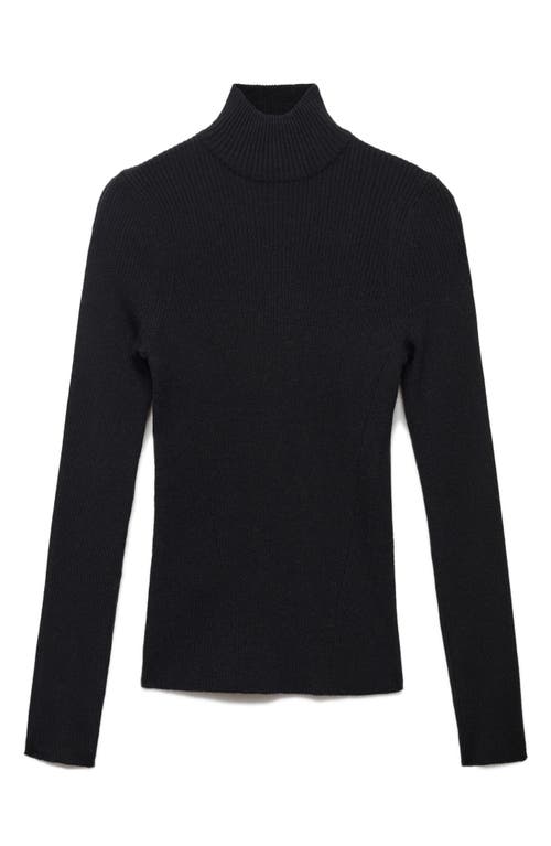 Mango Rib Turtleneck Sweater In Black