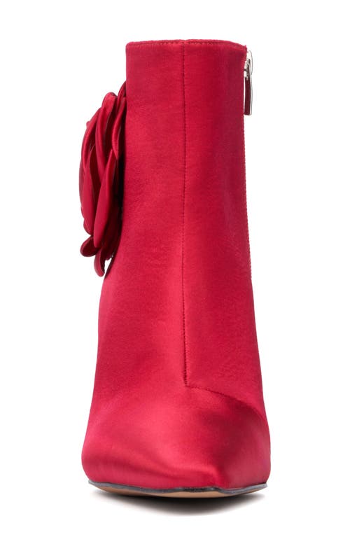 New York And Company Mckenna Floral Appliqué Bootie In Red