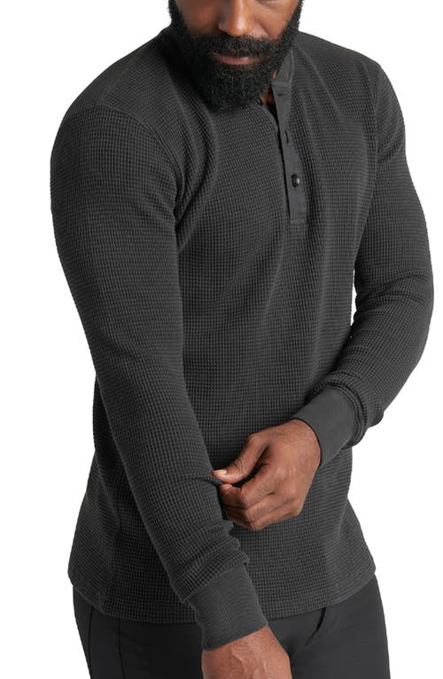 Shop Goodlife Waffle Stitch Thermal Henley In Black