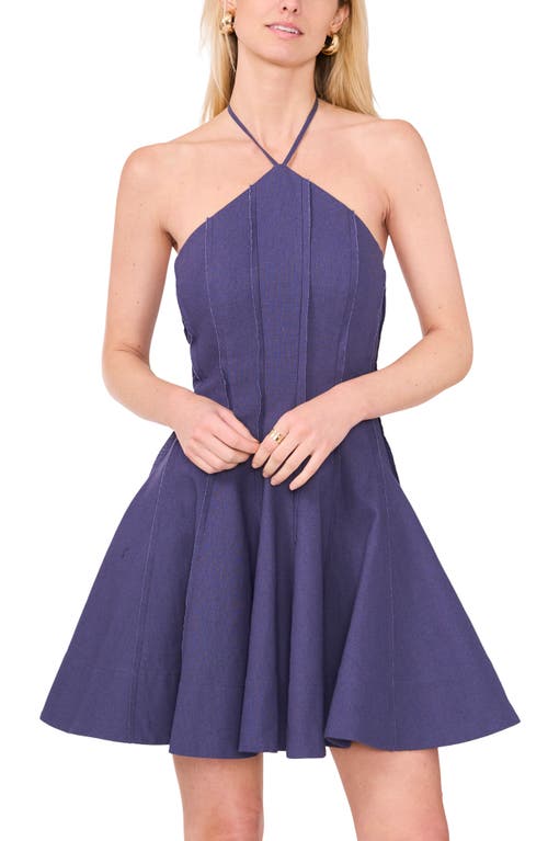 Parker The Dayna Halter Fit & Flare Linen & Cotton Minidress In Navy Berry