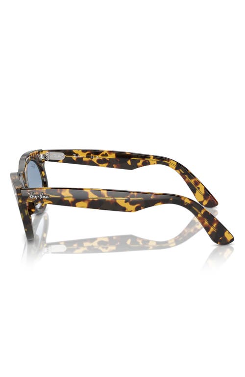 Ray Ban Wayfarer Oval Sunglasses Yellow Havana Frame Blue Lenses 53-22 In Mustard