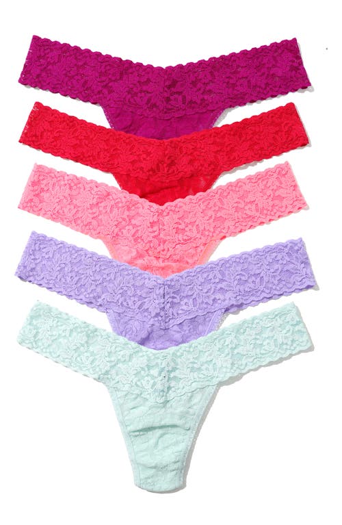 Shop Hanky Panky Holiday Assorted 5-pack Low Rise Thongs In Pink Tones