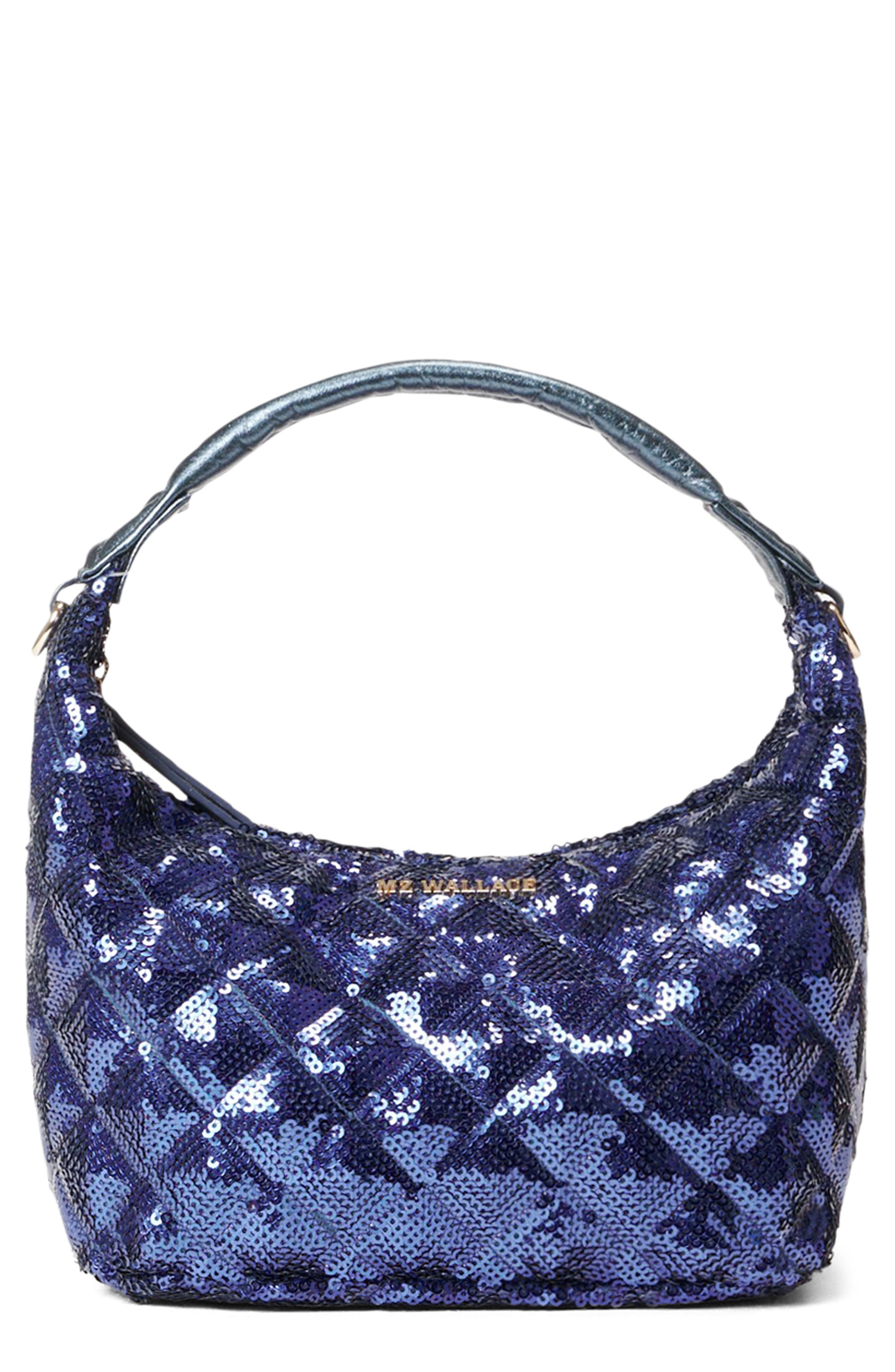 MZ Wallace Mini Metro Sequin Top Handle Bag in Sapphire Sequin 