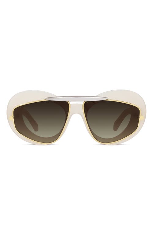 Loewe Double Frame 47mm Small Cat Eye Sunglasses in Ivory /Gradient Brown at Nordstrom