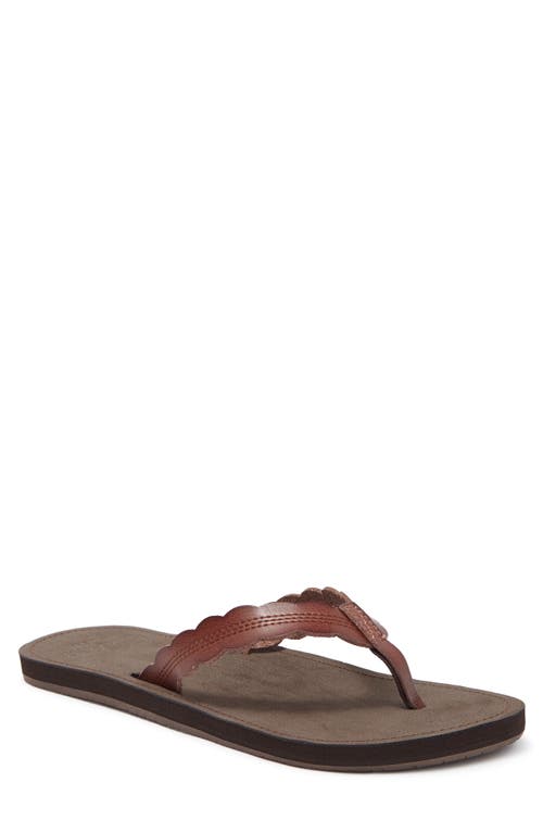 Celine Scalloped Strap Flip-Flop Sandal in Rust