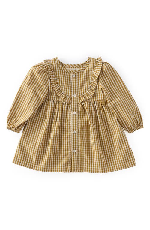 Pehr Gingham Ruffle Organic Cotton Dress In Dijon