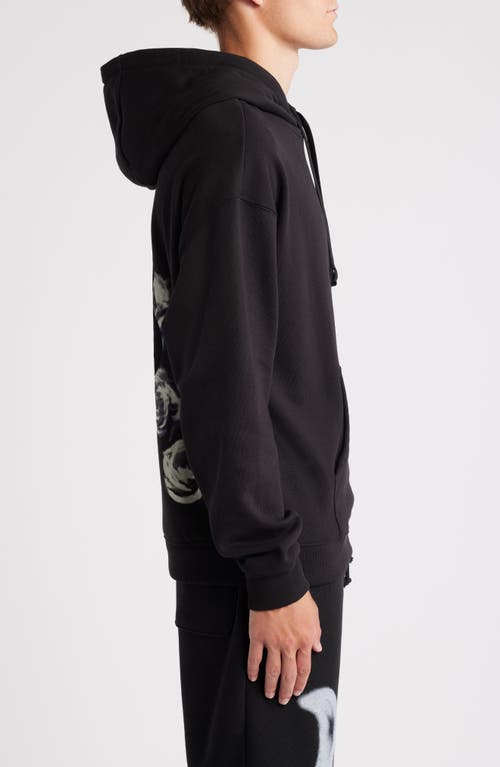 Shop Hugo Dirosehood Oversize Floral Graphic Hoodie In Black