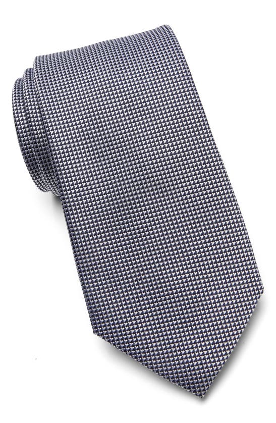 Shop Duchamp Micro Pattern Silk Tie In Blue/ Grey