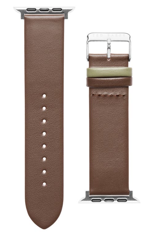 Ted Baker London Colorblock Leather 22mm Apple Watch® Watchband in Brown