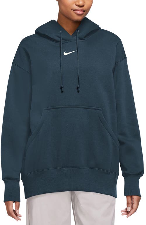 Nike Sportswear Phoenix Oversize Fleece Hoodie In Armory Navy/ Sail