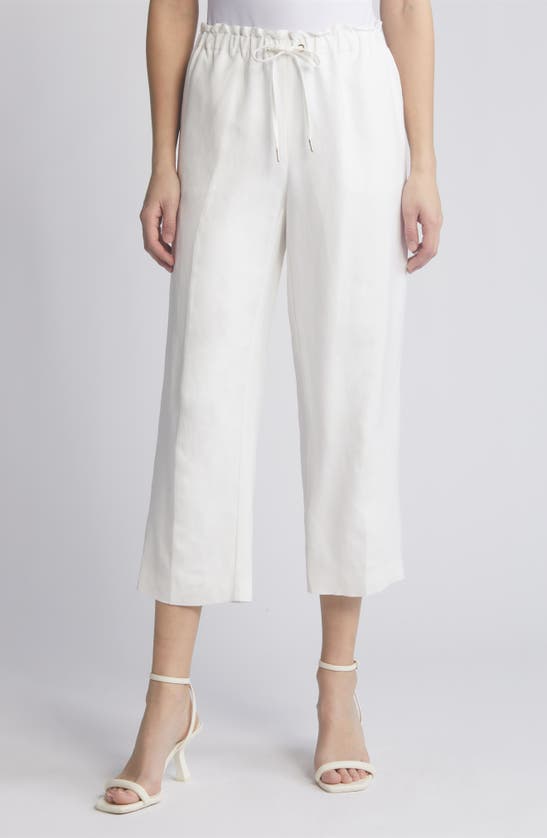 Anne Klein Pull-on Linen Blend Wide Leg Pant In Bright White