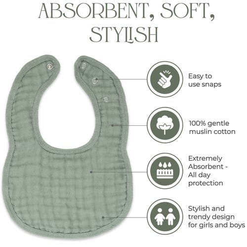 Comfy Cubs Muslin Bibs In Fern