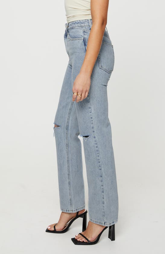 Shop Princess Polly Holland Ripped High Waist Straight Leg Jeans In Blue