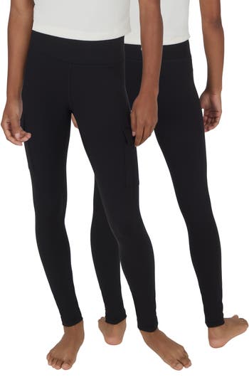 90 Degree By Reflex Kids' 2-pack Cargo Pocket Leggings In Black/black
