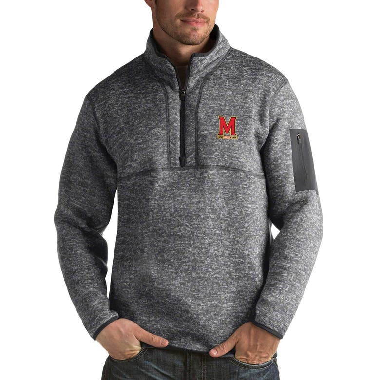 Shop Antigua Charcoal Maryland Terrapins Fortune Half-zip Sweatshirt