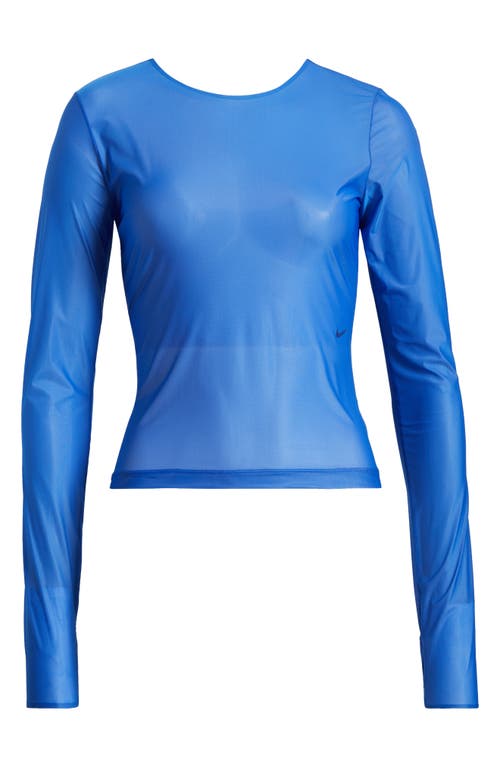 Shop Nike Futuremove Long Sleeve Dri-fit Sheer Top In Hyper Royal/clear