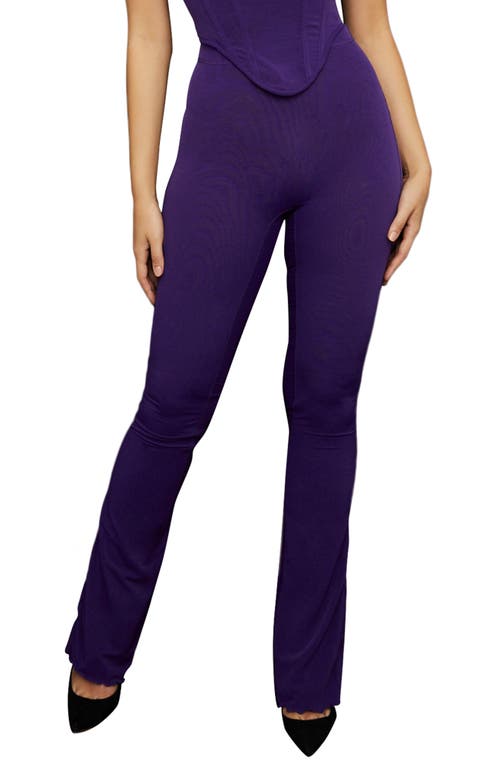 HOUSE OF CB Erin High Waist Flare Leg Pants in Grape