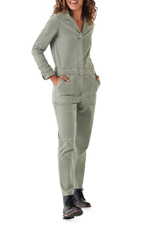 Overland Long Sleeve Organic Cotton Blend Twill Jumpsuit