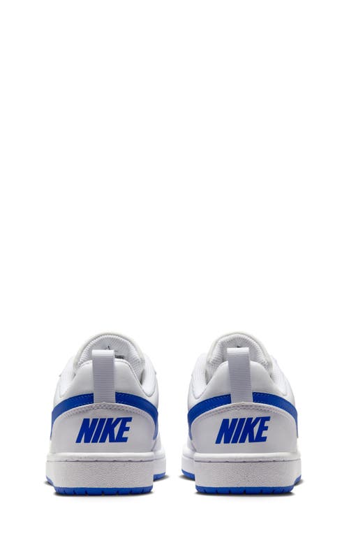Shop Nike Kids' Court Borough Low Top Sneaker In White/hyper Royal
