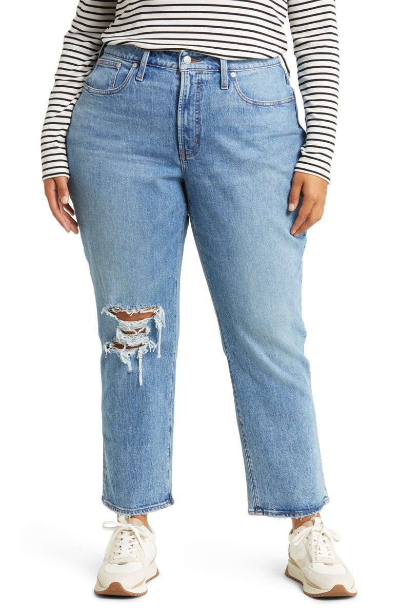 Madewell Curvy The Perfect Ripped Straight Leg Jeans | Nordstrom