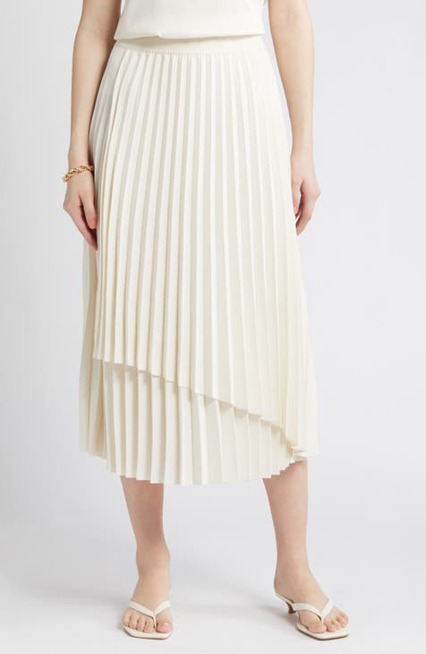 Pearl Beaded Pleated Mesh Skirt