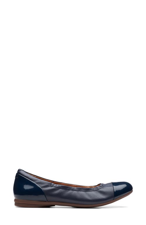 Clarks Rena Jazz Flat In Navy Leather