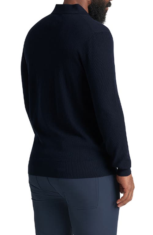 Shop Goodlife Mini Waffle Long Sleeve Polo In Midnight