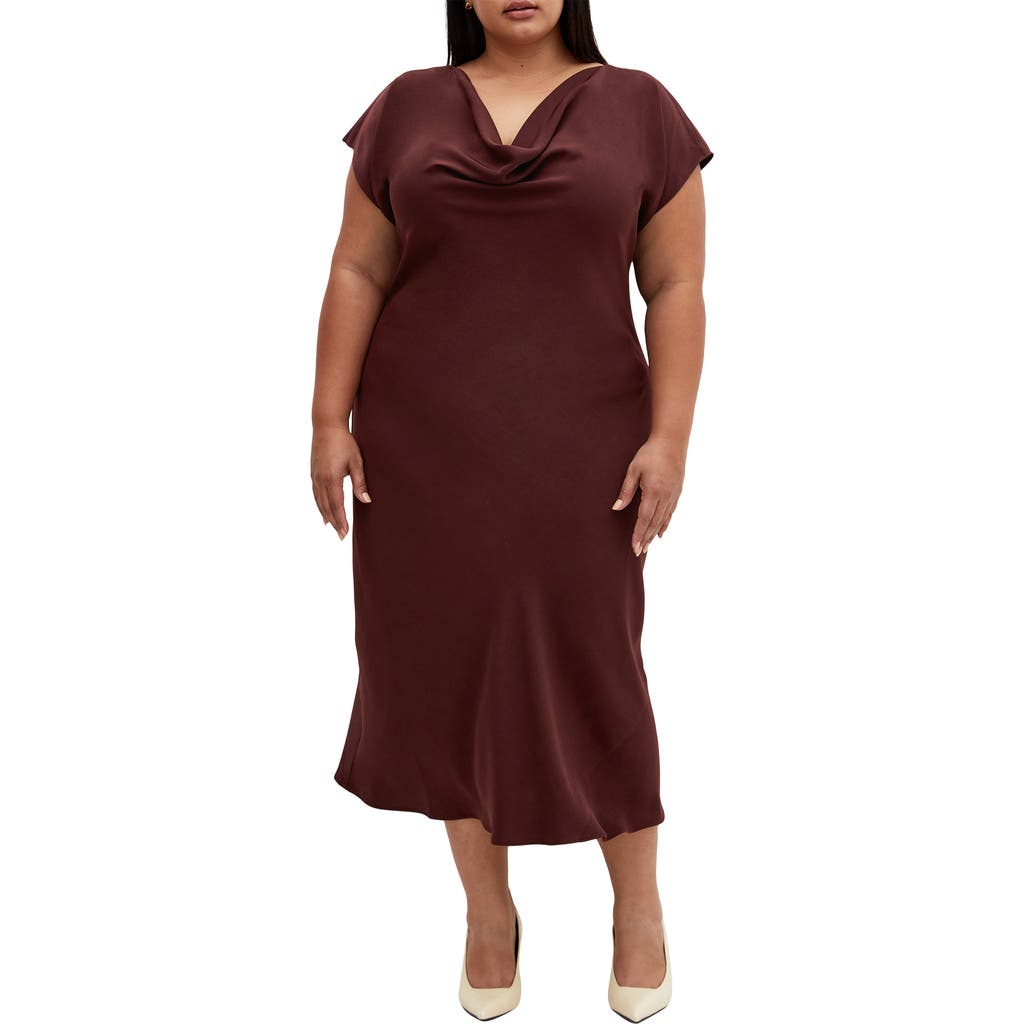 City Chic Piccadilly Cowl Neck Dress in Burgundy