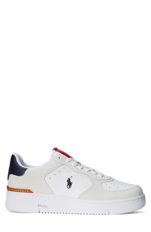 Shop Polo Ralph Lauren Masters Court Sneaker In White/navy/red