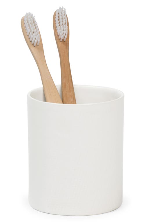 PIGEON AND POODLE Cordoba Ceramic Toothbrush Holder in White Burlap at Nordstrom