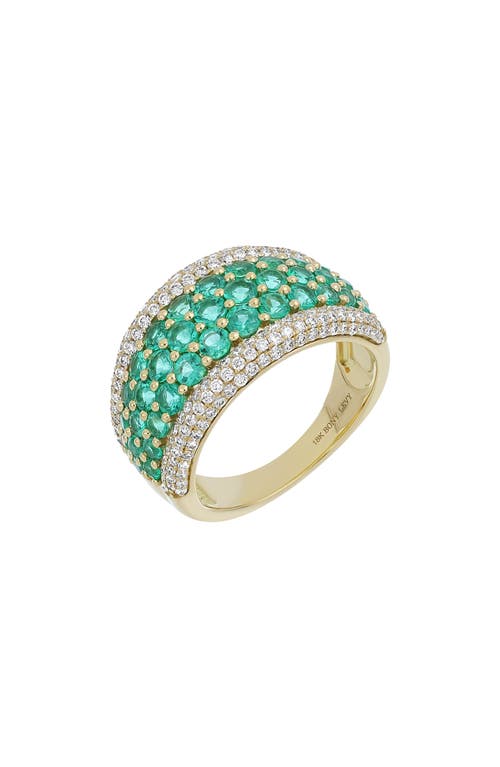 Bony Levy El Mar Emerald & Diamond Wide Ring in 18K Yellow Gold at Nordstrom, Size 7.5