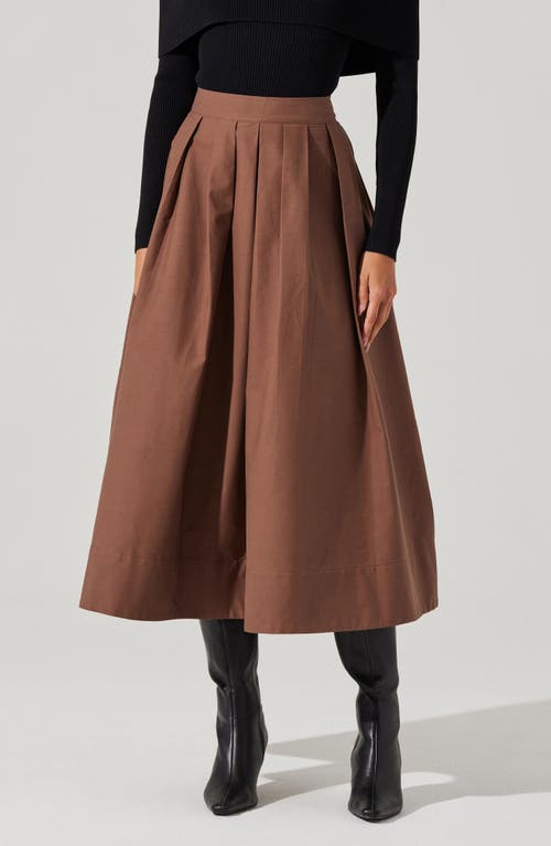 Shop Astr The Label Cotton Midi Skirt In Brown