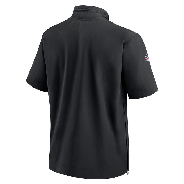 Shop Nike Black New Orleans Saints Sideline Coach Short Sleeve Hoodie Quarter-zip Jacket