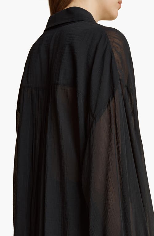 Shop Khaite Bam Sheer Cotton & Silk Button-up Shirt In Black