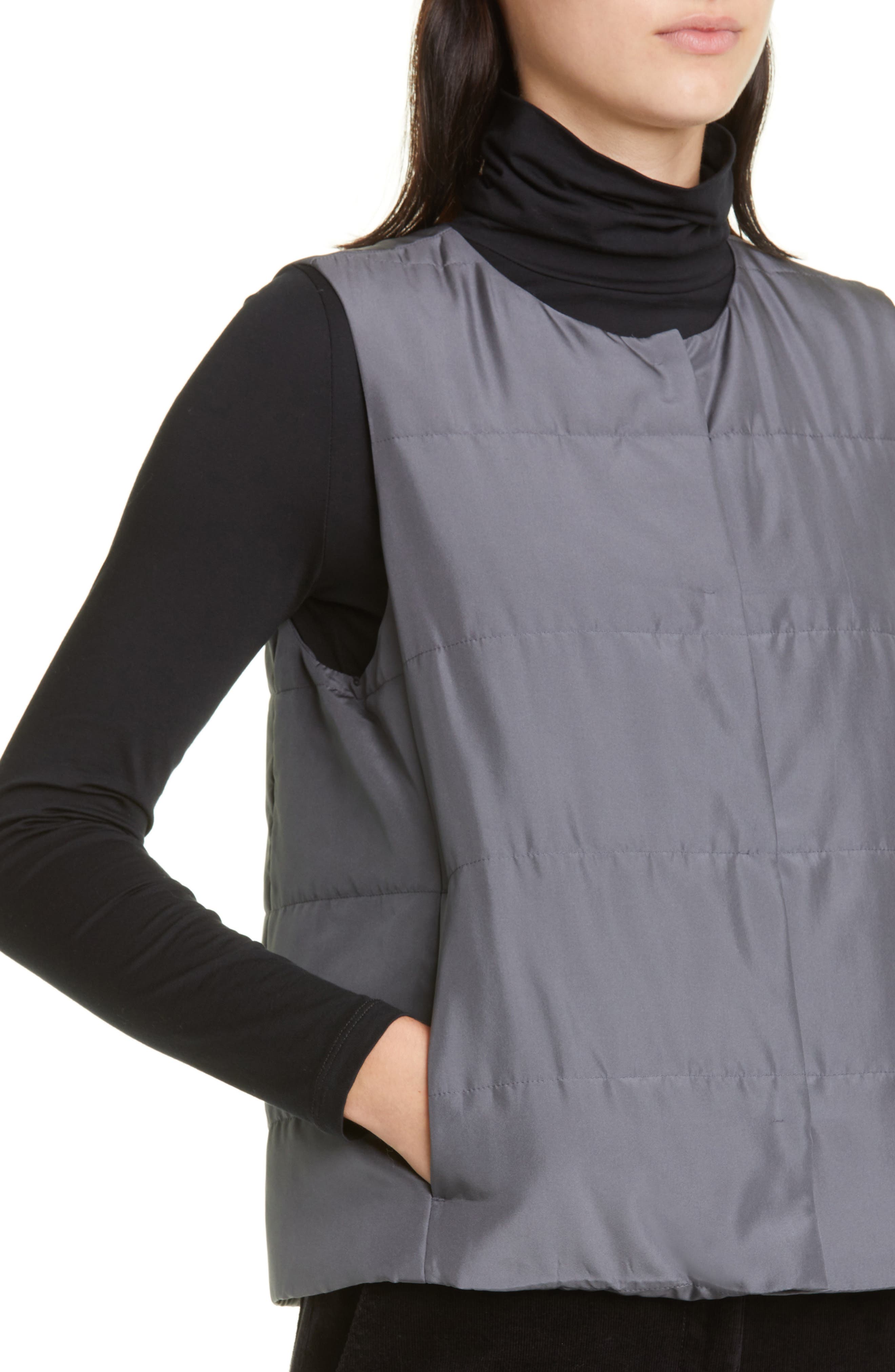 Eileen Fisher Quilted Round Neck Silk Vest Nordstrom