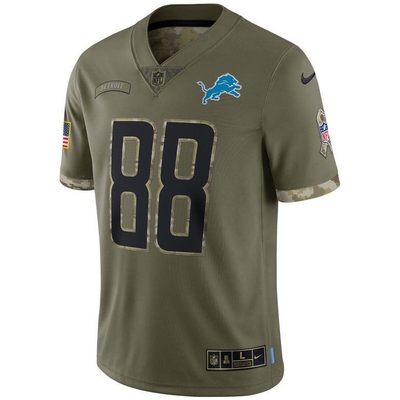 Nike T.j. Hockenson Olive Detroit Lions 2022 Salute To Service Limited  Jersey