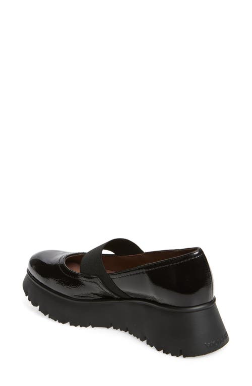 Wonders Platform Mary Jane Loafer In Black Patent Lea