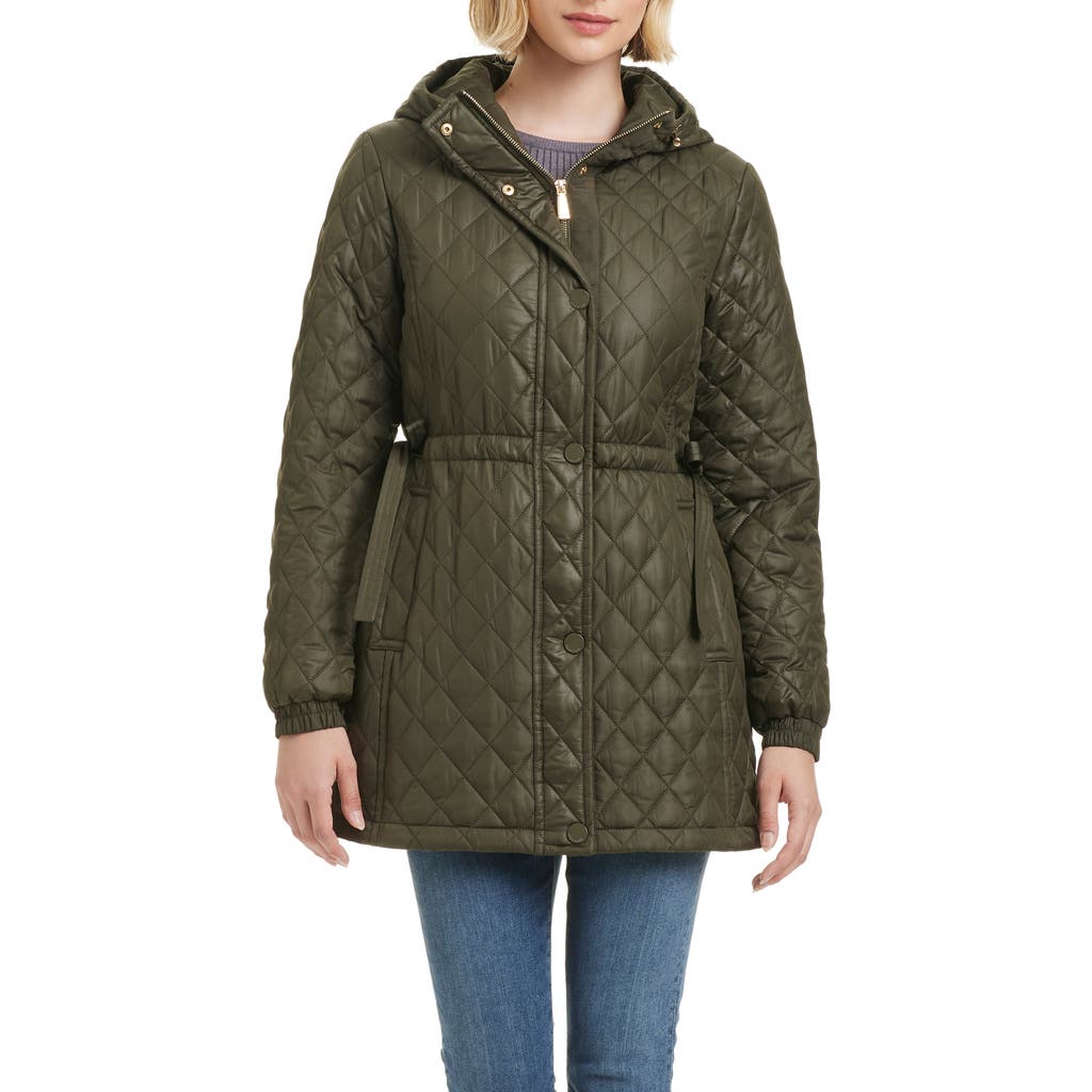 Kate Spade New York Water Resistant Diamond Quilted Jacket In New Dark Olive