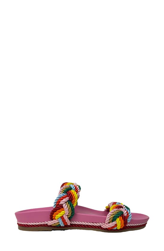 Shop Yosi Samra Michelle Double Strap Slide Sandal In Pink Multi