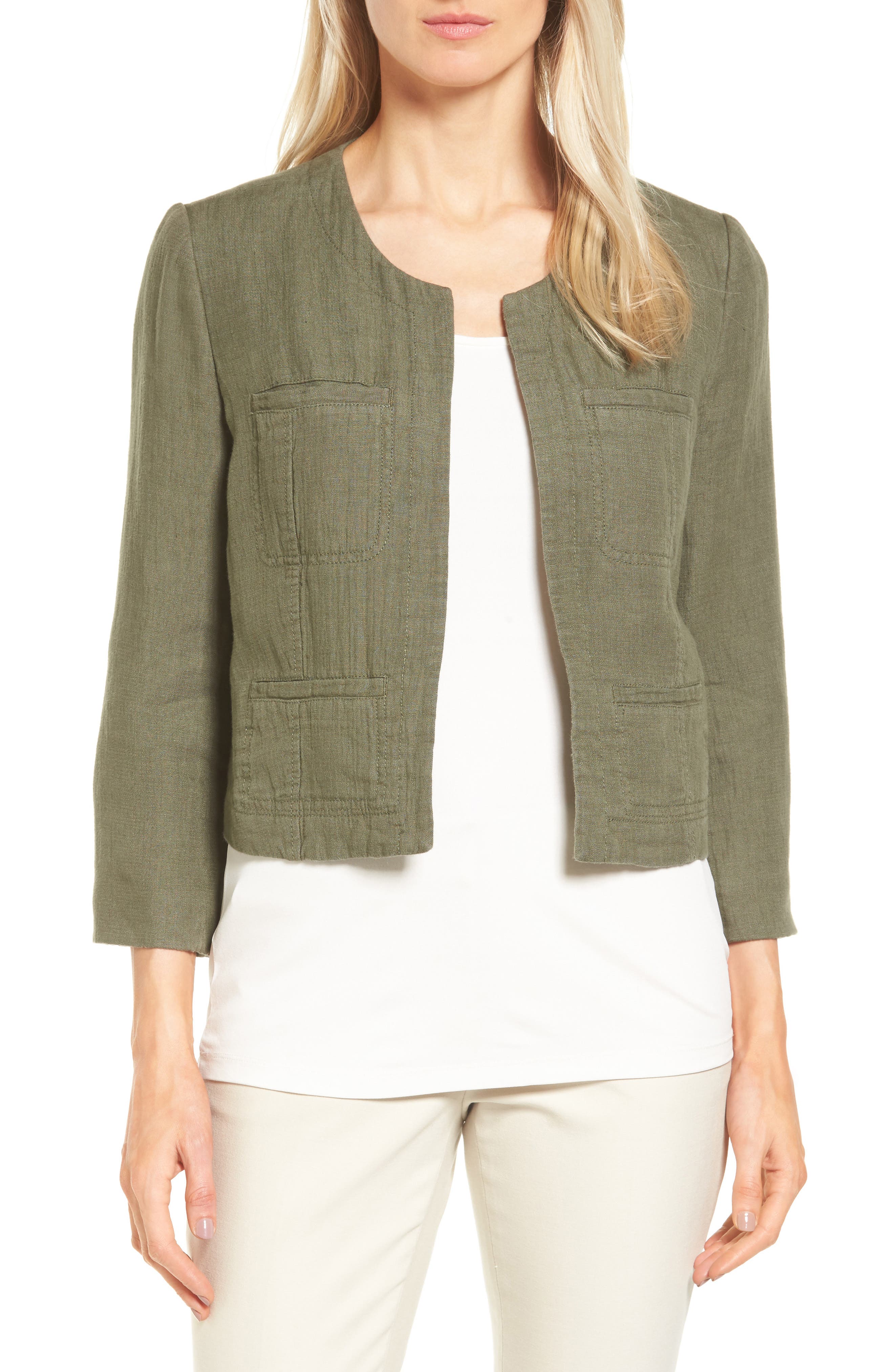 Nordstrom Collection Crop Linen & Cotton Jacket Nordstrom