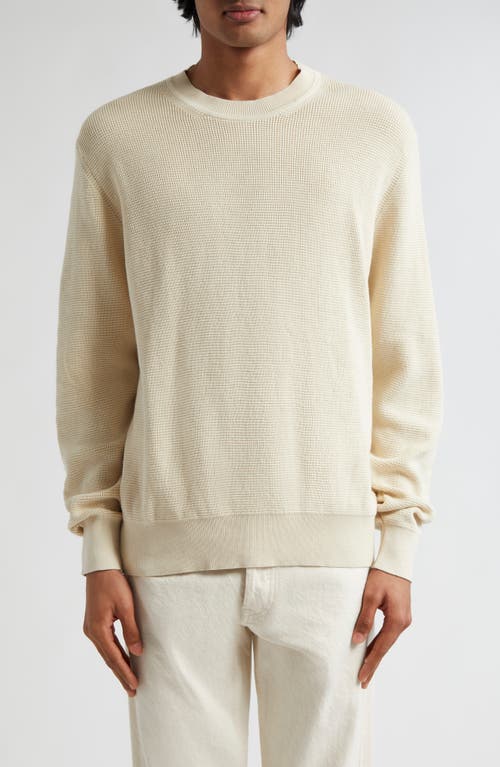 Sunspel Cotton Waffle Stitch Crewneck Sweater Ecru at Nordstrom,