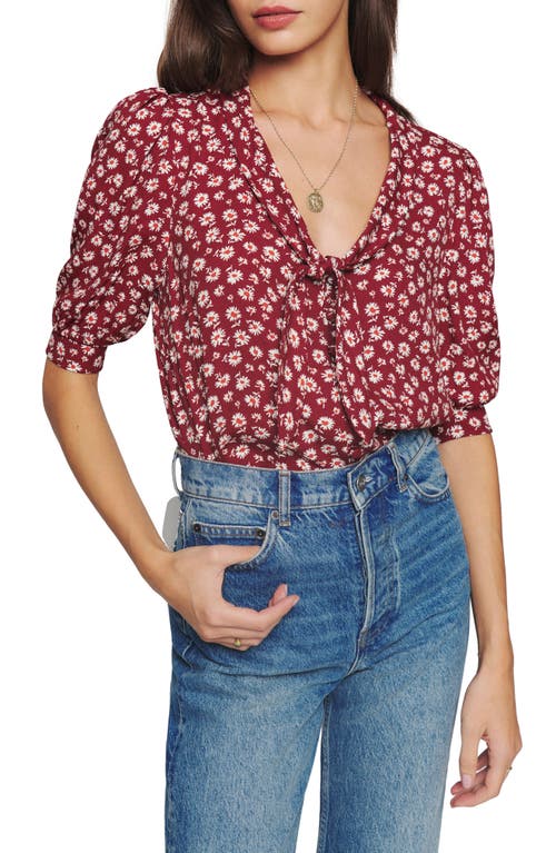 Reformation Joelle Tie Neck Button-Up Blouse in Cari