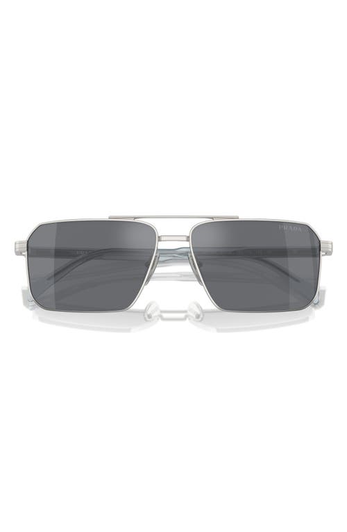 Prada 58mm Rectangular Sunglasses In Silver